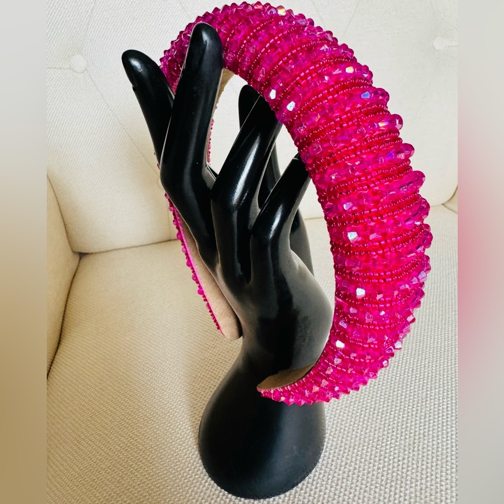 NWOT-Elegant Pink Beaded Headband